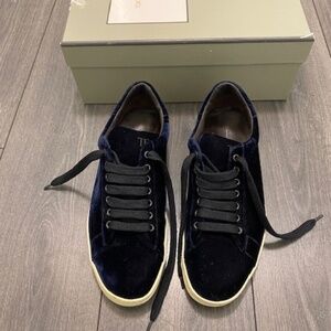 Tom Ford Russel Navy Blue Velvet Low-Top Sneaker Size 11